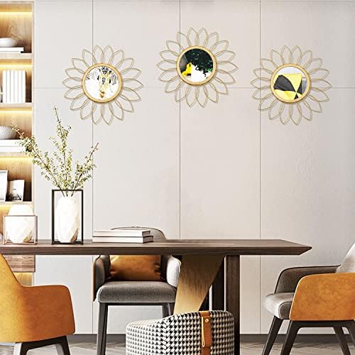 3 Pack Metal Mirrors for Wall Gold Sunburst Wall Mirror Home Decor Wall Art - Image 3