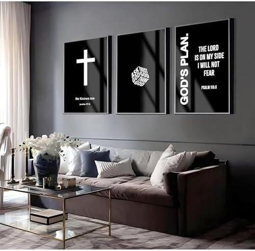 Christian Jesus Wall Art Black White God Canvas Wall Decor Religious Bible - Image 6