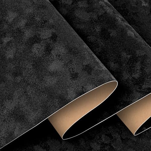 Stickyart Black Peel and Stick Velvet Wallpaper Drawer Liner Luxury Textured by Stickyart