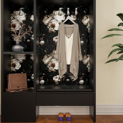 Laatse Dark Black Floral Wallpaper Peel and Stick 17.5" × 118" - Image 5