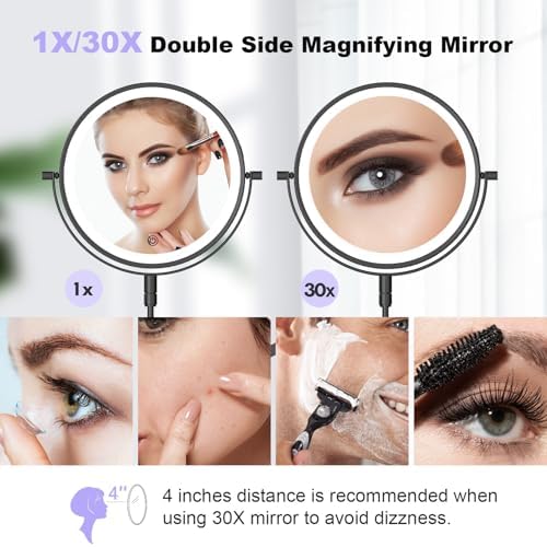 8" Rechargeable Wall Mounted Makeup Mirror Double Sided Magnifying - Image 2