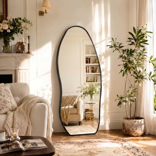Irregular Full Length Mirror -Black Decor Floor Mirror - Image 2