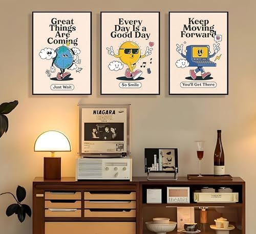 3Pcs Vivid Retro Wall Art Canvas Motivational Posters Aesthetic Prints Colorful - Image 6