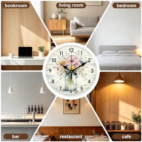 Wildflower Wall Clock Silent Non-Ticking 12" - Image 5