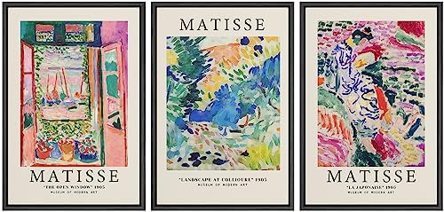 MUDECOR Framed Canvas Print Wall Art Set Henri Matisse Exhibition Posters Fine by MUDECOR