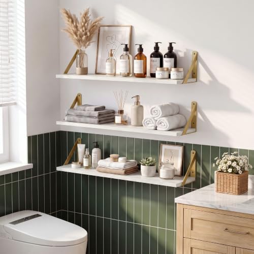 24 X 6 Inch White Wall Shelves - Image 2