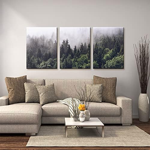 Pacimo Canvas Wall Art Fog Over Pine Tree Forest Nature Wilderness Photography - Image 2