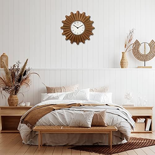 12" Mid Century Starburst Wall Clock, Antique Copper - Image 5