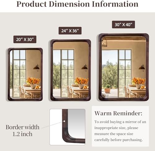 Tanmicoshomy Solid Wood Bathroom Mirror 20x30 Inch, Rustic Wall Decor - Image 5