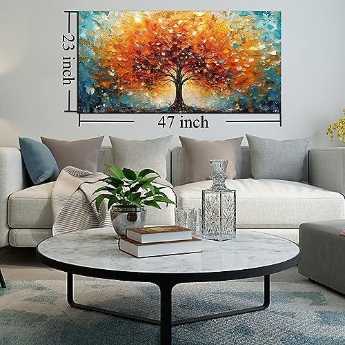 Zoyotago Large Canvas Wall Art Orange Yellow Tree Picture Modern Canvas Prints - Image 6