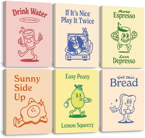 Youillne Retro Trendy Wall Art Decor Kitchen Aesthetic Canvas Art Prints by Youillne