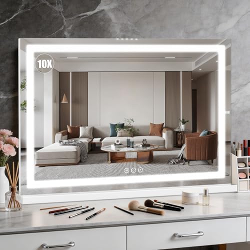 Vanity Mirror with Lights 32"x22", LED Makeup Mirror, 3 Color Lighting Modes by BEAROLVE