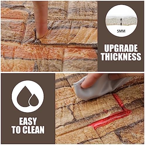 Colarr 60 Pcs 58 Sq ft 3D Wall Panels Peel and Stick, Retro Rock Color - Image 3