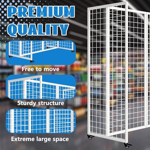 Grid Wall Panels with Wheels, 4 x 5.5Ft Gridwall Panel Display Stand, Sturdy - Image 4