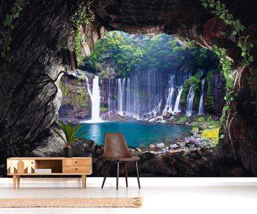 YQWDMX - 3D Cave Waterfall Peel and Stick Wallpaper Mural - Image 2