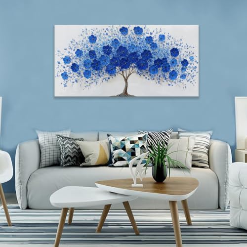 I@U Navy Blue Floral Canvas Tree Of Life Wall Art - Image 5