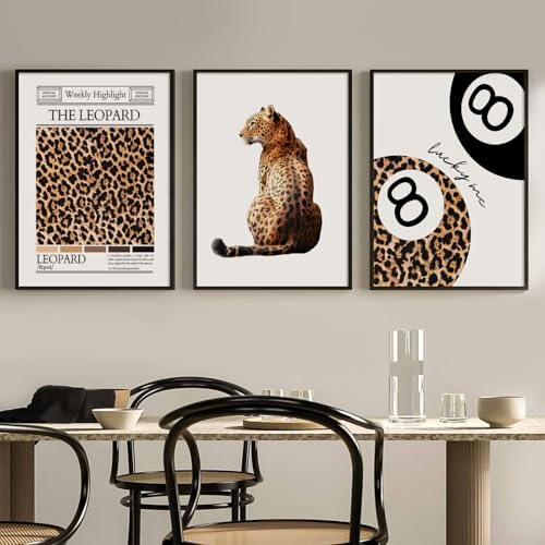 Lhoiplme Trendy Leopard Wall Art Cheetah Print Canvas Wall Decor 8 Ball Poster - Image 5