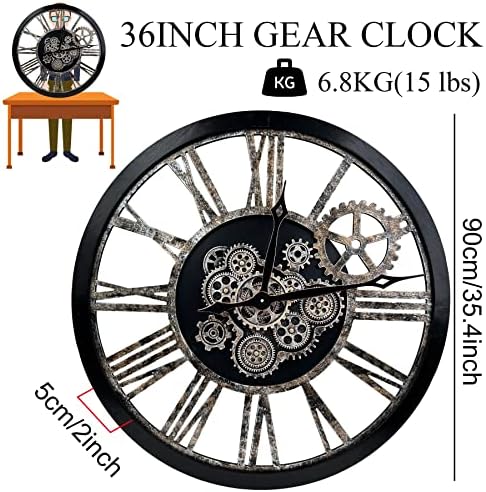 The B-Style 36" Large Wall Clock Black and Bronze - Image 2