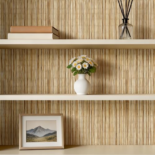 17.5x393 Natural Grasscloth Wallpaper Peel and Stick Brown Beige Cecorative - Image 4