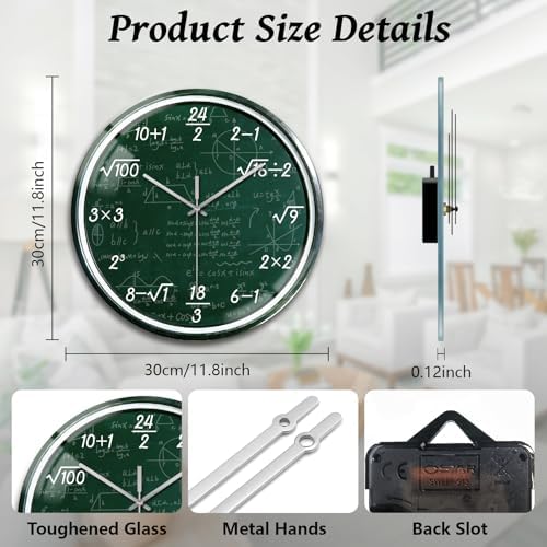peacoblue Blackboard Math Wall Clocks Battery Operated - Image 2