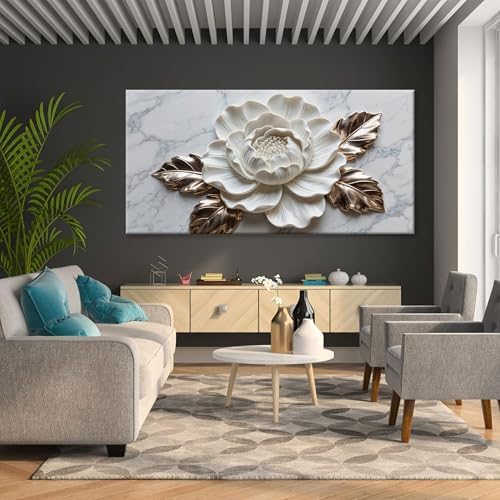 Suconvng Canvas Wall Art Living Room Prints Home Wall Decor Modern White Flower - Image 6