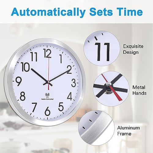 14 Inch Atomic Analog Wall Clock Radio Controlled Sets Wall Clock - Image 4