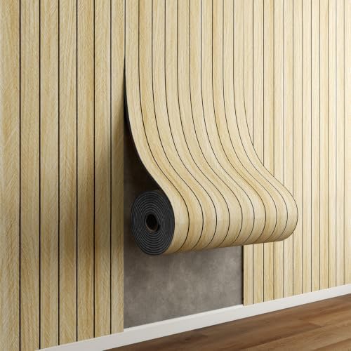 Wood Slat 3D Wall Panels Peel and Stick, 15.7 x 118 in by Unknown