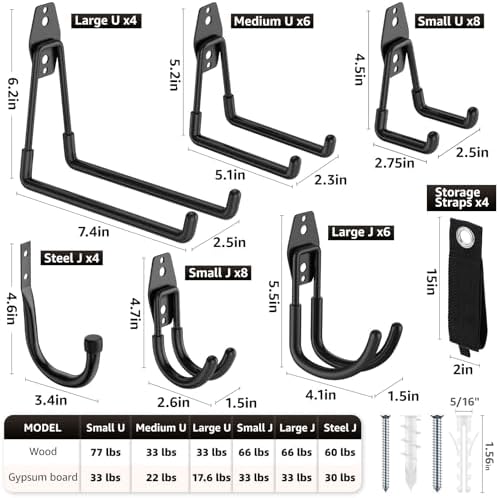 Heavy Duty Garage Hooks for Storage & Hanging Items - Image 2