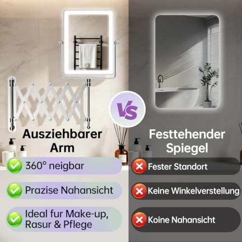 FASCINATE 8.7" 5000mAh Rechargeable Wall Mounted Makeup Mirror - Image 3