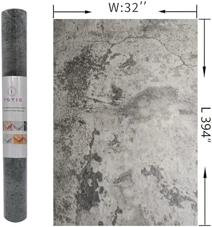TOTIO Extra Wide Concrete Peel Stick Wallpaper Grey 3D Cement Look Contact - Image 7
