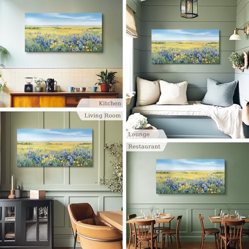 crmotu Landscape Wall Decor, Nature Meadow Wildflowers Prints 24"x48" - Image 3