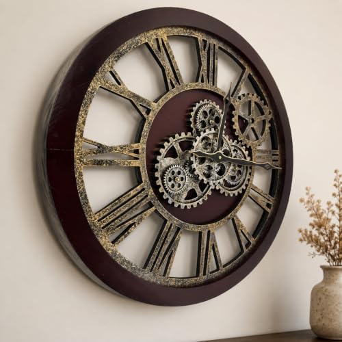 The B-Style Large Wall Clock, 24 inch, Cherry Red and Bronze by TheB-StyleTB