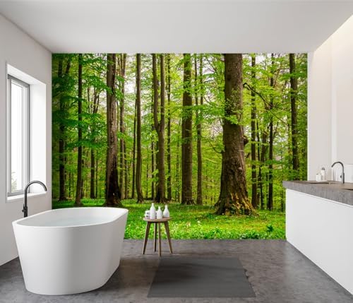-Green Forest Landscapes Woodland Tree Fabric Wallpaper Living Room Bedroom - Image 3