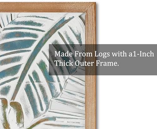 XIAOAIKA Boho Hand-Carved Tropical Leaf Wood Wall Art Panels - Image 4