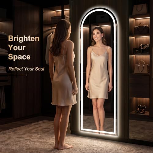 Delma LED Arched Full Length Mirror, Dimmable & 3 Color Lighting, - Image 2