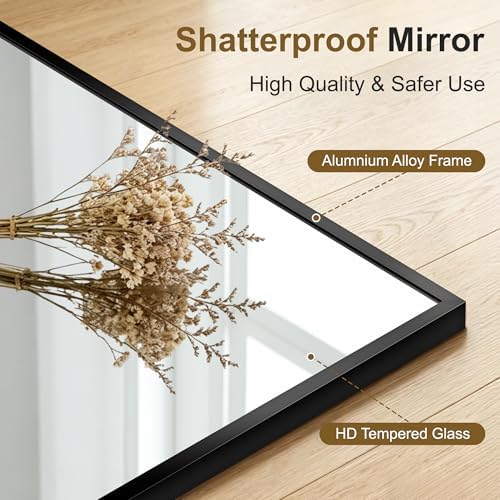 Bathroom Vanity Mirror for Over Sink, 48x30 Inch Matte Black Mirror - Image 6