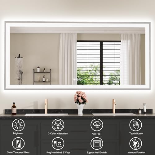 60x28 Inch LED Bathroom Mirror - Image 2