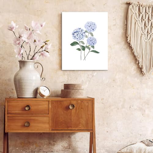 Hydrangea Wall Art Set of 3, Modern Minimalist Botanical Room Decor, - Image 5