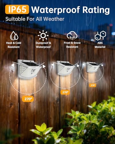 Aootek Solar Motion Sensor Lights Outdoor 120 LEDs, 6 Pack - Image 2