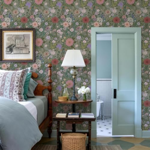 JiffDiff Botanical Floral Peel and Stick Wallpaper, 17.3" x 472" - Image 2