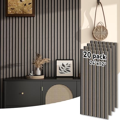 Wood Wall Panels 24" x 12" Acoustic Wood Slat Wall Panel, Living Room by HomeUpgradeMadeSimple