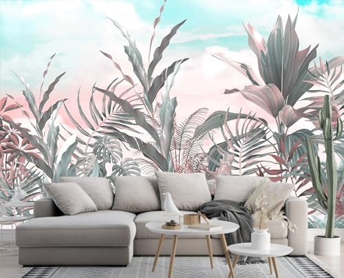 Toolhom Tropical Leaves Flowers Seamless Pattern Mural - Image 3