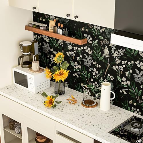 Laatse Vintage Dark Green Floral Leaf Peel and Stick Wallpaper 17.5"x393" - Image 4