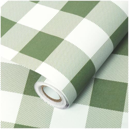 OSECAGE Green Peel and Stick Wallpaper Plaid Contact Paper 17.7"x78.8" by OSECAGE