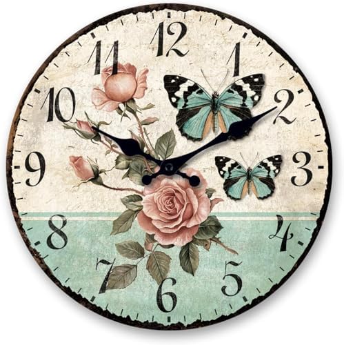 XFM Vintage Floral Wall Clock Battery Operated 24 Inch by XFMWallClock