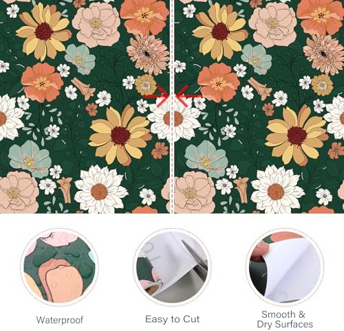 17.7" x 197" Floral Wallpaper Peel and Stick Vintage Floral Contact Paper Boho - Image 4