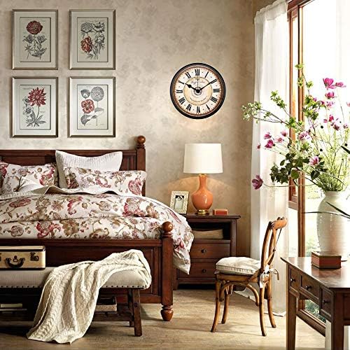 Justup 12 inch Metal Black Wall Clock European Style Retro Vintage Clock - Image 2