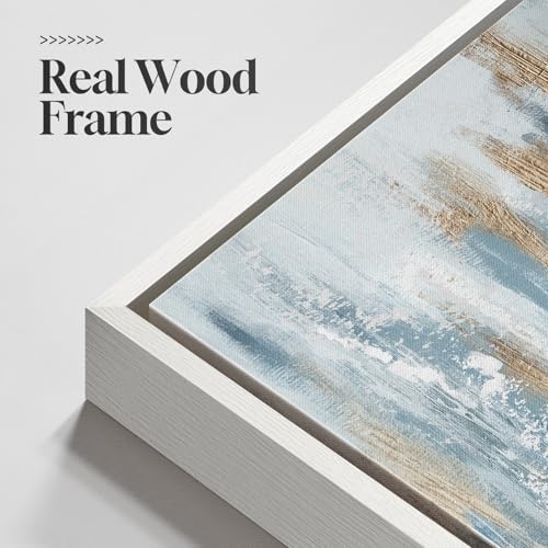 Large Framed Blue Gold Abstract Canvas Wall Art Decor Set of 2, 24x30 In - Image 6