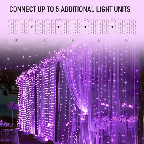 Dazzle Bright 300 LED Christmas Curtain String Lights, Halloween Fairy Lights - Image 4