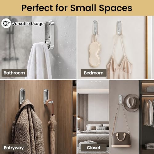 Foldable Wall Hooks, 40lb Heavy Duty, Zinc Alloy, 4 Pack - Image 6